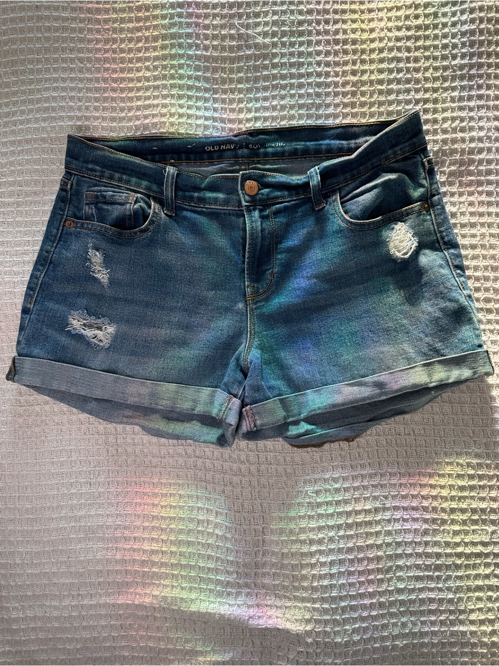 Old Navy Distressed Blue Denim Cuffed Shorts